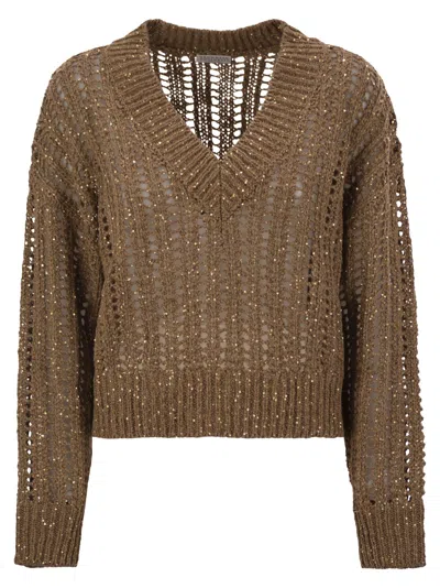 Brunello Cucinelli Women Silk And Linen V-neck Sweater
