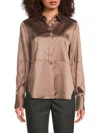 Brunello Cucinelli Women's Silk-blend Button-front Shirt In Brown