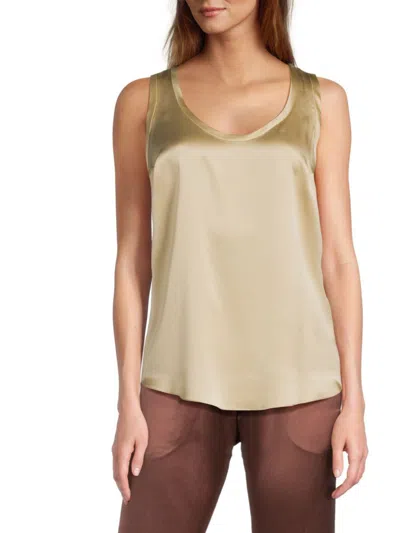 Brunello Cucinelli Women's Silk-blend Scoopneck Tank In Gold