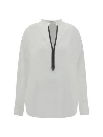 Brunello Cucinelli Women Silk Blouse In White