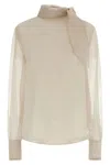 Brunello Cucinelli Silk Blouse With Lavallire In Neutral