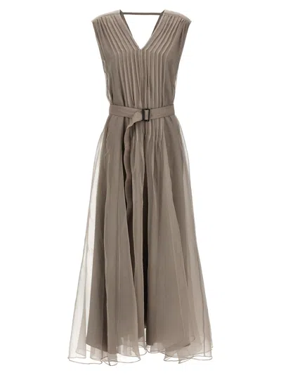 Brunello Cucinelli Women Silk Dress In White