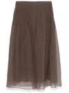 Brunello Cucinelli Long Silk Skirt A-line Silhouette In Brown