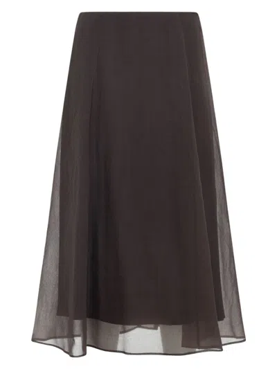 BRUNELLO CUCINELLI WOMEN'S SILK MIDI SKIRT