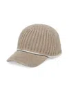 Brunello Cucinelli Women's Silk Rib Knit Baseball Cap With Monili In Beige
