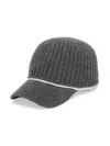 Brunello Cucinelli Women's Silk Rib Knit Baseball Cap With Monili In Lead