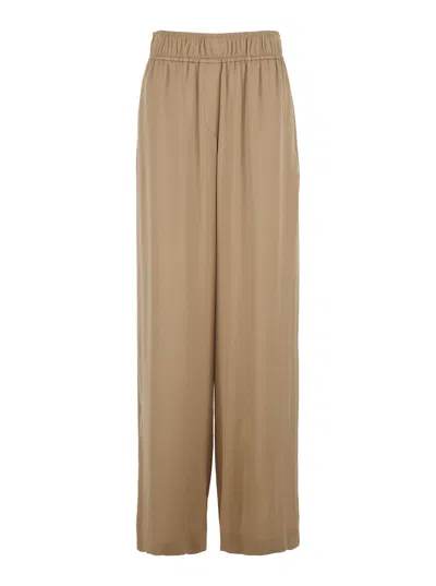 Brunello Cucinelli Women Silk Satin Pants In Brown