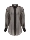 Brunello Cucinelli Sheer Silk Shirt Sequin Embellishments In Brown
