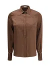 Brunello Cucinelli Women Silk Shirt In Brown