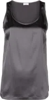 Brunello Cucinelli Sleeveless Silk Top In Grey