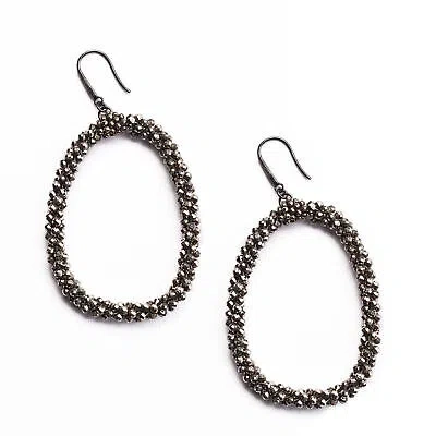 Pre-owned Brunello Cucinelli Women's Silver & Pyrite Hoop Earrings