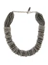 Brunello Cucinelli Silver Colored Choker Necklace With Beaded Embellishments And Twisted Design In Glass And Sterling S In Silver