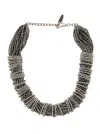Brunello Cucinelli Silver Colored Choker Necklace With Beaded Embellishments And Twisted Design In Glass And Sterling S In Metallic