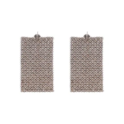 Brunello Cucinelli Women's Silver Rectangular Mesh Earrings In ["silver Tone"]