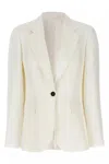 Brunello Cucinelli Viscose And Linen Single-breasted Blazer In White