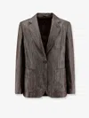 Brunello Cucinelli Women Single-breasted Lurex Fabric Blazer In Brown