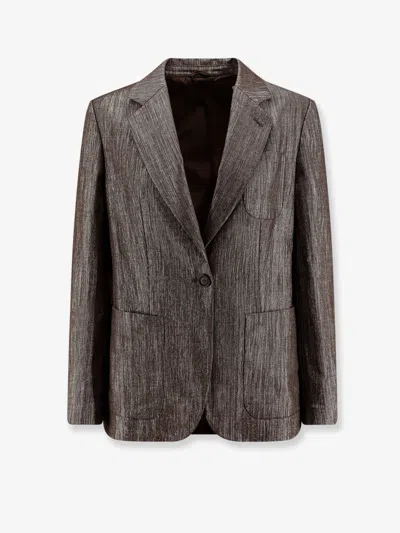 BRUNELLO CUCINELLI BRUNELLO CUCINELLI WOMEN SINGLE-BREASTED LUREX FABRIC BLAZER