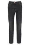 Brunello Cucinelli Black Skinny Jeans With Contrasting Stitching In Black