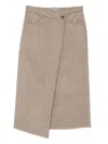 Brunello Cucinelli Asymmetric Brushed-wool Midi Wrap Skirt In Brown
