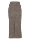 Brunello Cucinelli Slit-front Pencil Maxi Skirt In Brown