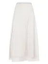 Brunello Cucinelli Voilke Long Skirt With Monili Trimming In Nude & Neutrals
