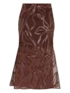 Brunello Cucinelli Women Skirt With Dazzling Floral Embroidery In Brown
