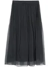 Brunello Cucinelli Embellished Pleated Silk Midi Skirt In Black