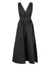 Brunello Cucinelli Women Techno Cotton Poplin Dress With Belt And Precious Shoulder Detail In Black