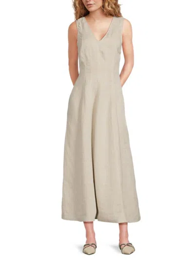 Brunello Cucinelli Women's Sleeveless Linen Midi-dress In Gray