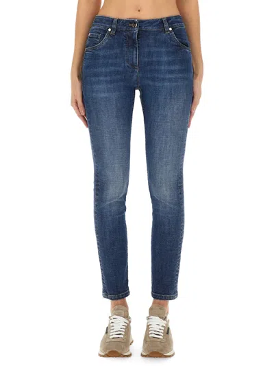 Brunello Cucinelli Women Slim Fit Denim Pants In Blue