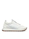Brunello Cucinelli Women Slip On Sneakers In Leather And Fabric In White