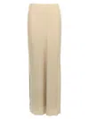 Brunello Cucinelli High Waist Long Length Side Slit Skirt In Neutral