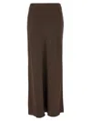 Brunello Cucinelli Brown Maxi Skirt With Side Slits In Brown