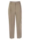 Brunello Cucinelli Slouchy Trousers In Viscose And Linen Fluid Twill With Moniline In Desert