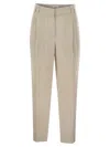 Brunello Cucinelli Women Slouchy Trousers In Sparkling Linen Canvas With Jewellery In Neutral