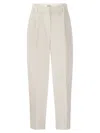Brunello Cucinelli Women Slouchy Trousers In Viscose And Linen Fluid Twill With Moniline In White
