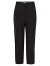 Brunello Cucinelli Slouchy Trousers In Viscose And Linen Fluid Twill With Moniline In Black