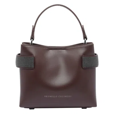 Brunello Cucinelli Women Small Essence Handbag With Precious Bands In Red