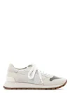 Brunello Cucinelli Bead-embellished Nylon And Suede Sneakers In White