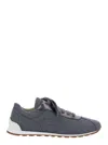 Brunello Cucinelli Wool And Leather Sneakers In Gray