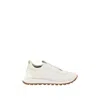 Brunello Cucinelli Women Slip On Sneakers In Leather And Fabric In Neutral