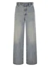 Brunello Cucinelli Women's Soft Denim Low-slung Trousers With Adjustable Waistband And Monile In Light Denim