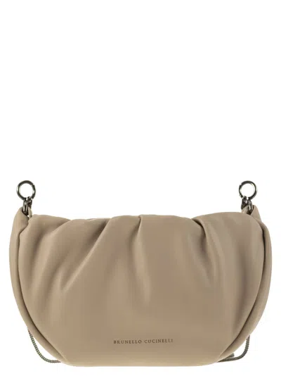Brunello Cucinelli Women Soft Leather Brioche Hobo Bag With Precious Chain