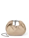 Brunello Cucinelli Brioche Hobo Bag In Soft Leather With Precious Chain In Sand