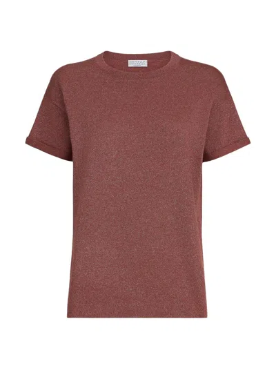 Brunello Cucinelli Cashmere And Silk Lightweight Sweater In Burgundy