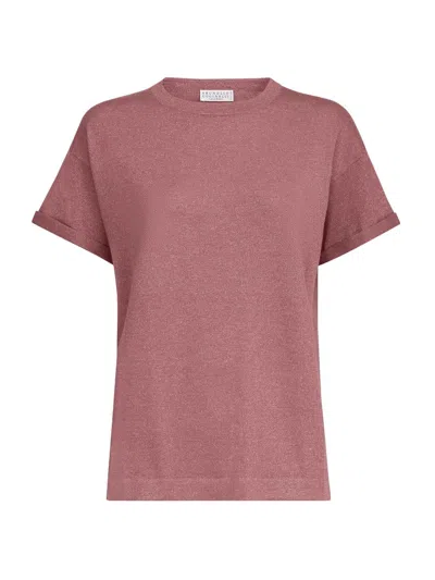 Brunello Cucinelli Women's Sparkling Cashmere And Silk Lightweight Knit T-shirt In Purple