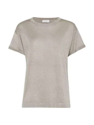 Brunello Cucinelli Women's Sparkling Cashmere And Silk Lightweight Knit T-shirt In Neutral