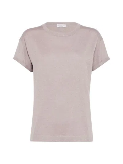 Brunello Cucinelli Women's Sparkling Cashmere And Silk Lightweight Sweater In Antique Pink