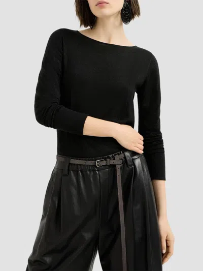 Brunello Cucinelli Women's Sparkling Cashmere And Silk Lightweight Sweater In Black