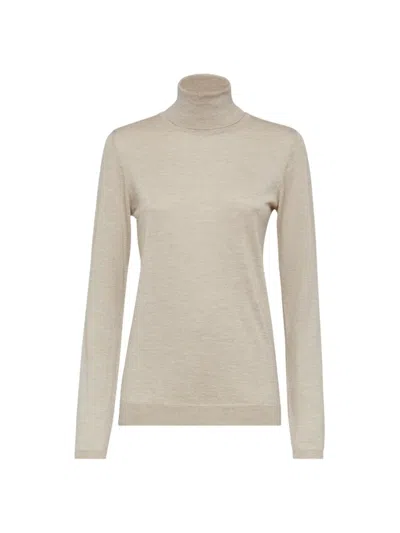 Brunello Cucinelli Women's Sparkling Cashmere And Silk Lightweight Sweater In Desert